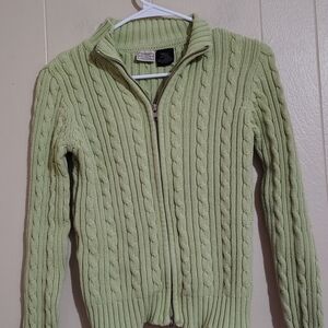 Vintage 2000s Y2K Arizona Green Cable Knit Zip-Up Sweater